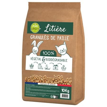 Litière végétale en granulés de paille - 10 Kg