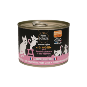 Mousse légère à la volaille pour chatons et leur maman 200g - Humide "Petite balade"